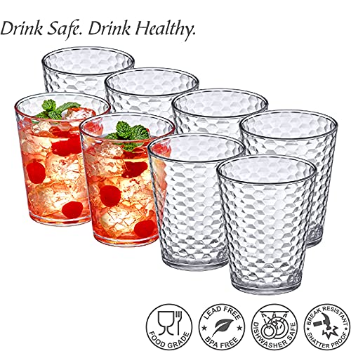 Amazing Abby - Snowflake - 16-Ounce Plastic Tumblers (Set of 8), Clear Reusable Plastic Drinking Glasses, Stackable, BPA-Free, Shatter-Proof, Dishwasher-Safe - style: All-Clear, 16 oz