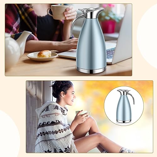 Uiifan 2 Pcs 68oz Thermal Coffee Carafe, Khaki Blue - color: Khaki Blue