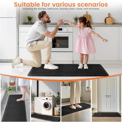 4/5 Inch Thicker Kitchen Mats Anti Fatigue Comfort Mat Standing Desk Rugs - color: Black, size: 60"L x 17"W x 0.8"Th