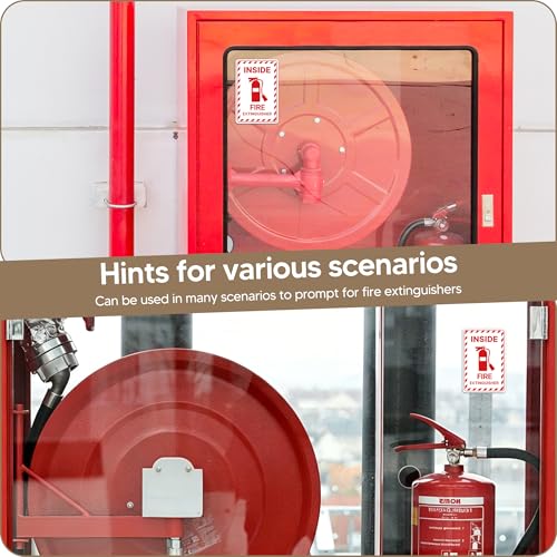 6PCS Fire Extinguisher Inside Sign Stickers,Self Adhesive Vinyl Waterproof and Scratch Resistant Safety Fire Extinguisher Label Waterproof, Suitable for Cars, Trailers, Rv's, Trucks and Vehicles Red on White 3.5"x2.3" - color: Fire Extinguisher Inside 482