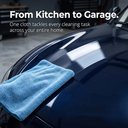 12" x 12" Microfiber Towel Roll, 100 Pack Blue Tear Away Cleaning Cloth