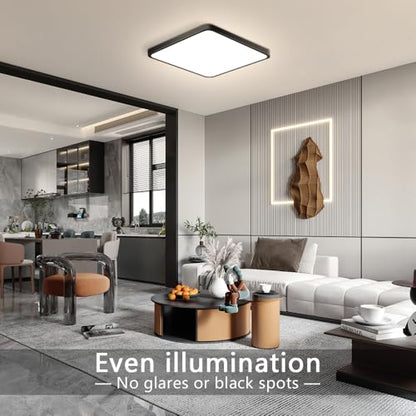 9Inch 18W Square LED Ceiling Light Fixtures Flush Mount, 4000K Natural White Ceiling Lamp, Surface Mount Modern Ceiling Lights, Black Slim Flat Panel Lighting for Bedroom, Kitchen, Bathroom - color: Natural White, size: 9 inch Black