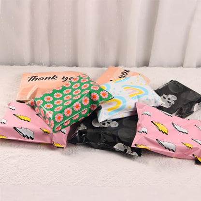 10x13 Inch Poly Mailers, Peach Pink Thank You, 100 Pack Self Sealing - color: Pink Thank You