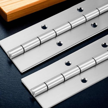 Heavy Duty Piano Hinge, 2 Pieces 2" X 20" Long Stainless Steel Piano Hinge 0.06” Thick Continuous & Pianos Hinges Polished Metal Furniture Hinges with Screws for Cabinet Door Cases Woodworking