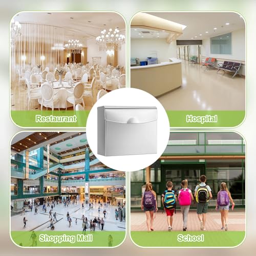 Tioncy 1 Pack Sanitary Napkin Disposal Receptacle with Feminine Hygiene Disposal Bag Stainless Steel Tampon Bin Trash Can Wall Mounted Waste Tampon Holder Feminine Hygiene Container (Silver) - color: Silver