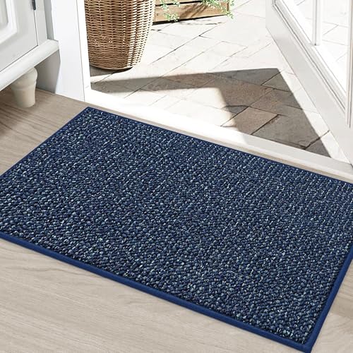 BEQHAUSE Dirt Trapper Door Mat 24" x 36", Non-Slip Washable Doormats, Blue - color: Blue, size: 24" X 36" (Rectangular)