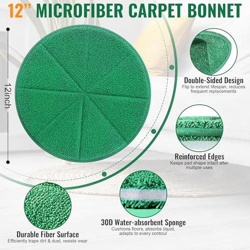 4 Pack 12" Microfiber Carpet Bonnet Pads Compatible with Orbiter ORB550MC