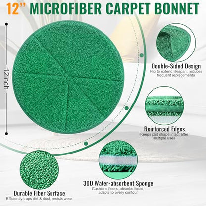 4 Pack 12" Microfiber Carpet Bonnet Pads Compatible with Orbiter ORB550MC