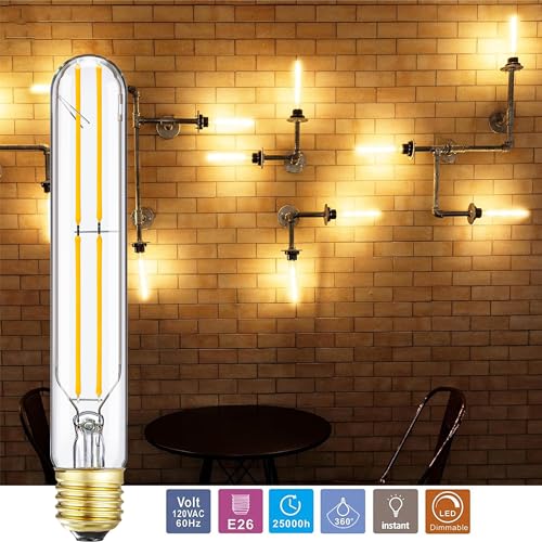 E26 Tubular Led Bulbs,Dimmable T10 Led Light Bulbs 6W Equal 60 Watt 2700K - color: 6w=60w 2700k Warm White