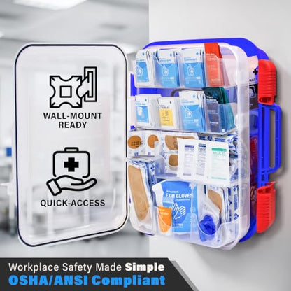EVERLIT 400 Pcs OSHA Compliant First Aid Kit - color: Blue