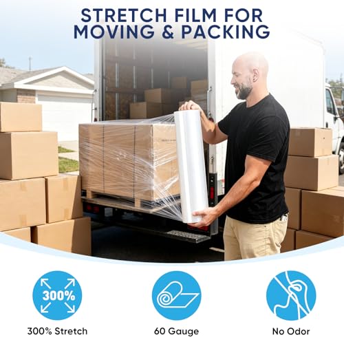 TICONN Stretch Wrap Roll, 18 in x 1000 ft Plastic Wrap for Moving Furniture - style: 18''-1PK Clear (No handle)