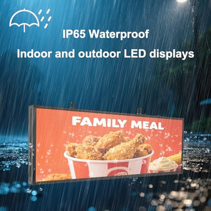 P6 ‌Programmable Scrolling LED Sign 40"x17", IP65 Waterproof Programmable Digital Sign, Supports Text/Image/Video for Restaurants & Retail Stores - size: P6 40''×17'' Outdoor& Indoor