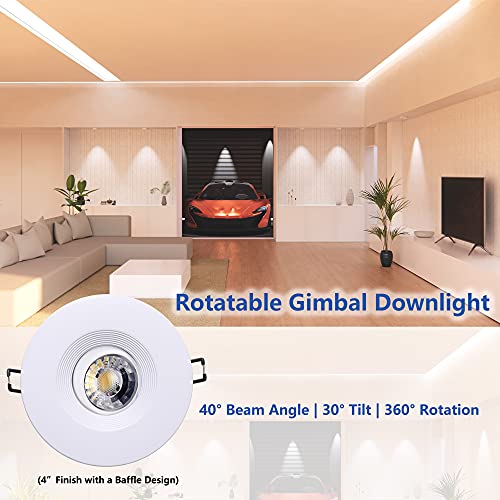 POPANU 4 Inch LED Recessed Lights 6 Pack, Adjustable Gimbal Downlight,White - color: White, size: 4 Inch