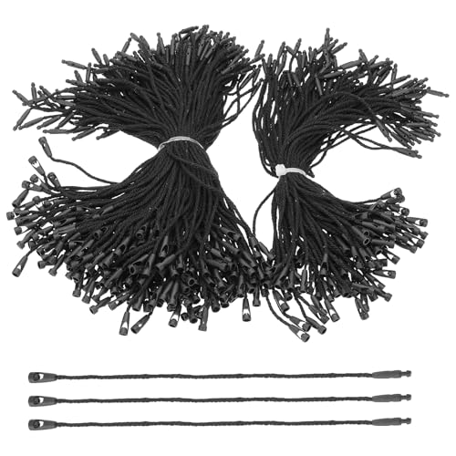 PATIKIL 300 Pcs Cotton Hang Tag String, 6 Inch Black Snap Lock Pins Loop Fastener Price Tag Ties for Clothes Shoes Luggage - color: Black, size: 6 Inch