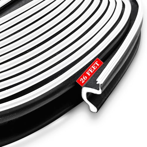 Extra Wide Weather Stripping Door Seal, Black Kerf Weatherstripping for Door Frame, Extra Thick Exterior Weatherstrip for Large Gap, V-Shaped Door Insulation Strip Replacement - 26Ft - color: Black, size: 26ft