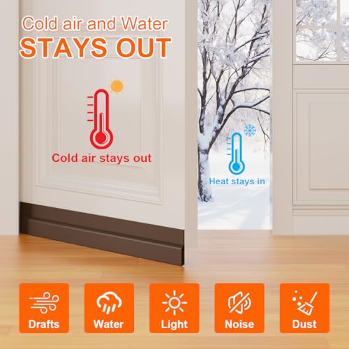 Door Draft Stopper for Bottom of Door, Adjustable Weather Stripping Door Seal for Cold Insulation, Under Door Sweep for Exterior & Interior Doors, Door Bottom Seal Blocker Noise (78inch,Brown) - color: Brown, size: 78inch