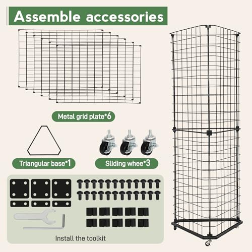 24"x68"Large Triangular Gridwall/Wire Grid Panel Display Stand with Wheels