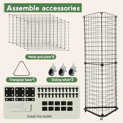 24"x68"Large Triangular Gridwall/Wire Grid Panel Display Stand with Wheels
