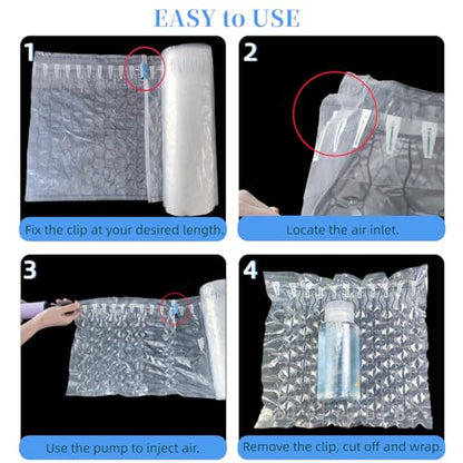 Inflatable Bubble Cushioning Wrap Roll for Packing, Bottle Shipping Protector Space Saving Packing Material for Fragile Items Large Air Pillows for Shipping Moving supplies, 13.7 in*131.23 ft - size: 13.7in*131ft