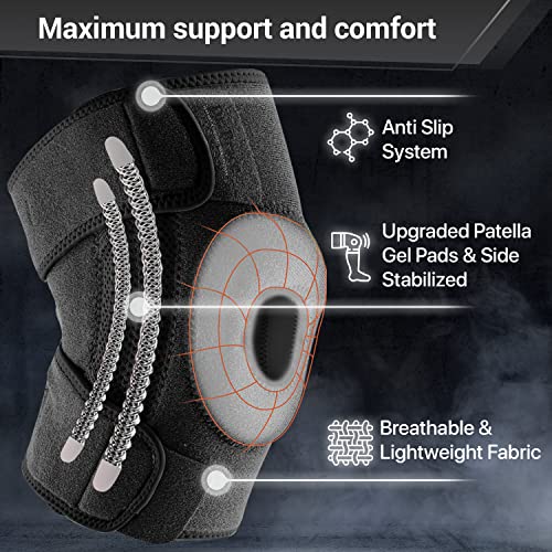 DR. BRACE ELITE Knee Brace with Side Stabilizers & Patella Gel Pads - color: Pluto, size: Medium