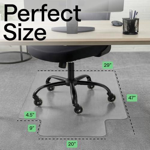 GORILLA GRIP Office Chair Mat for Carpet Floors, Heavy Duty 29x47 Clear Lip - size: 29"x47", style: Carpet Floor with Lip