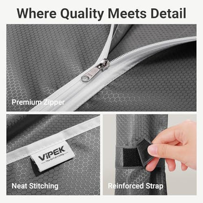 VIPEK R3C Rolling Clothes Rack with Cover Portable Closet Heavy Duty - color: ‎Black Rack with Gray Cover, size: R3C