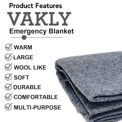 Vakly Emergency Throw Blanket 80 x 40 in (2 Pack) – Disposable Fleece Survival Blanket for Travel, Camping, Car Emergency Kit, Outdoor Use & Homeless Shelters, Gray
