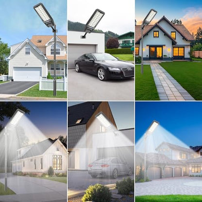 9500W Solar Street Light Outdoor Waterproof, 250000LM Large Commercial Light Solar Powered Dusk to Dawn LED Security Flood Lights with Remote/Motion Sensor, IP67 for Parking Lot/Garden/Yard - size: XXL--1Pack