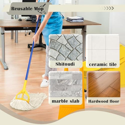 Heavy Duty Wet Industrial Cleaning Mop Head – Mop Head Replacement Perfect Cotton Washable Mop Head Replacement for Commercial & Home Cleaning（White） - color: White, size: 3 Pack