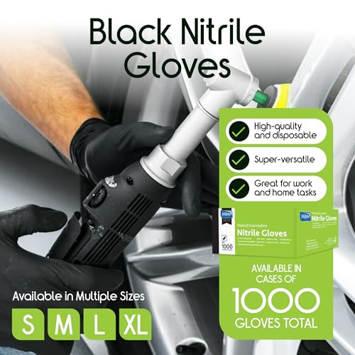 Inspire Black Nitrile Gloves | THE ORIGINAL Quality Black Gloves Disposable Latex Free | 4.5 Medical examination - size: Large