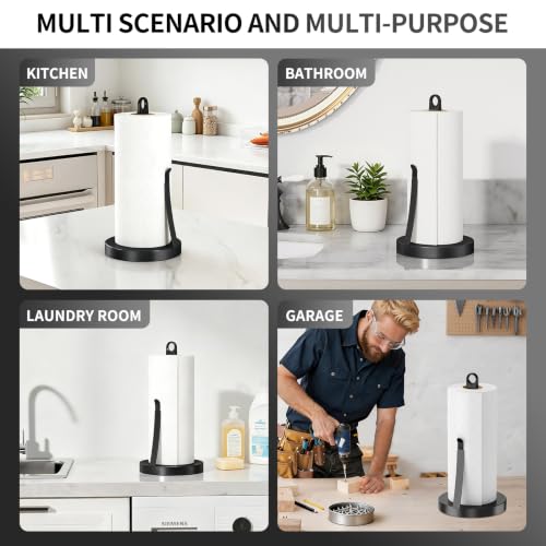 Jesginboo Countertop Paper Towel Holder with Tension Arm, Black - color: Black