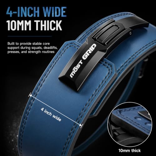 10mm Quick Lock Lever Belt Weightlifting for Men Women - color: Blue, size: S(24- 30inches)