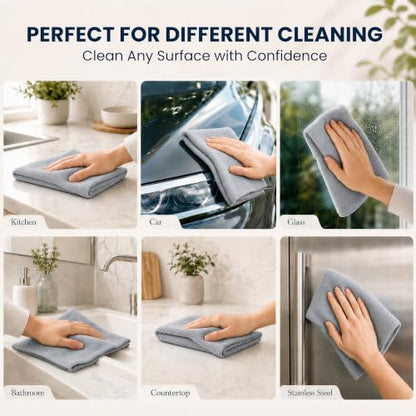 Veco Microfiber Cleaning Cloth Roll with Holder 80 PCS, 12" x 12" Gray - color: Gray-st