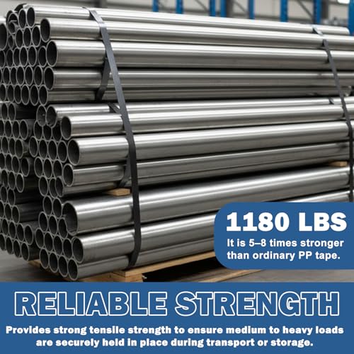 LEIFIDE 1/2" x 0.02" x 500' Steel Strapping Coil 1100 Lbs Break Strength Painted & Waxed Heavy-Duty Metal Banding Cut-Resistance Self-Dispensing Box for Pallet Brick Pipe Lumber Heavyweight Bundling