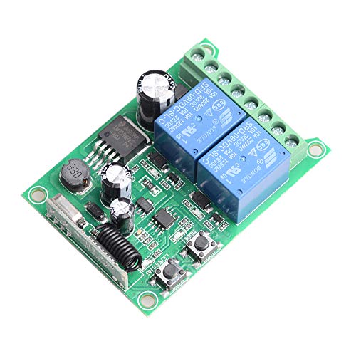 DC 12V 24V 36V 48V Wide Voltage RF Wireless Remote Light Switch 2 Channel 433Mhz Wireless Receiver with Transmitter, 12-48V Momentary 10A Relay Switch for Widely Used Home Smart