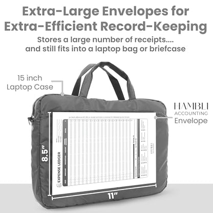 Extra Large Receipt Envelope & Receipts Organizer (Pack of 18) - Efficiently Manage Business Expenses & Log Mileage Trips - 8.5” x 11.0” Inches, Gray Color- Business Ledger for Small Business - color: Gray