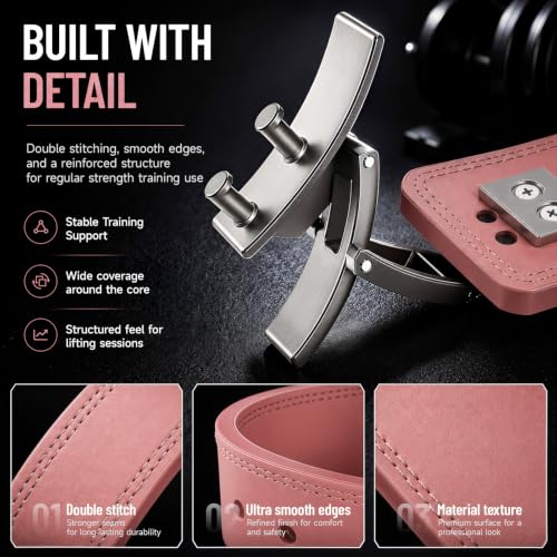 10mm Quick Lock Lever Belt Weightlifting for Men Women - color: Pink, size: L(34-40inches)