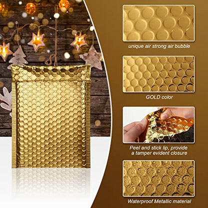 Outus 50 Pcs Bubble Mailers 3 Sizes, Bubble Shipping Envelopes, Gold - color: Gold