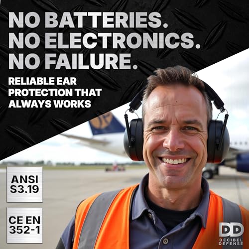 DECIBEL DEFENSE Ear Protection, 37 dB NRR Ear Muffs (BLACK) - color: Black, size: Regular