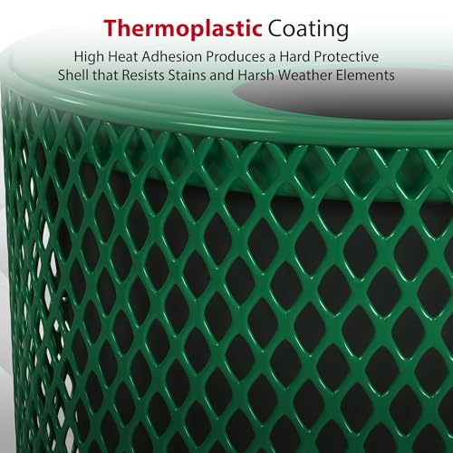 Leisure Craft 32 Gallon Commercial Outdoor Trash Can, Metal, Made in USA - color: Green