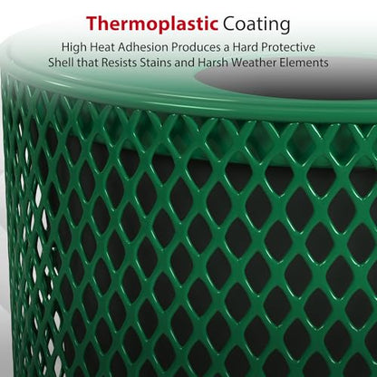 Leisure Craft 32 Gallon Commercial Outdoor Trash Can, Metal, Made in USA - color: Green