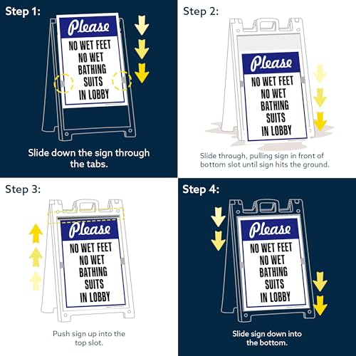 Please No Wet Feet No Wet Bathing Suits In Lobby Folding Floor Sign, 18x24 Inches, Portable A Frame, Made in USA by My Sign Center - size: 18x24 Plastic