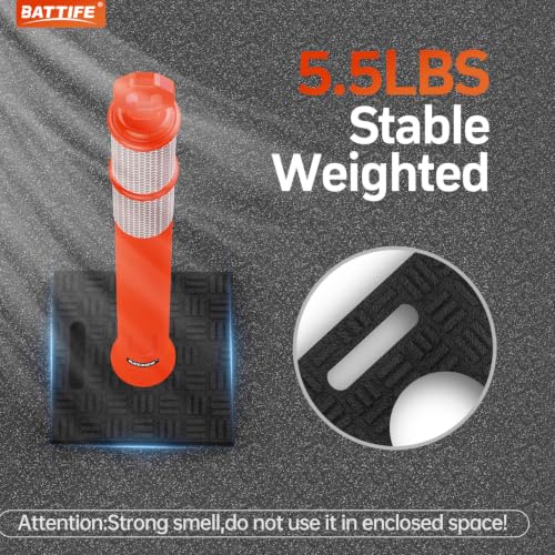 BATTIFE 8 Pack 36 Inch Traffic Delineator Posts with Base, Orange - size: 36 Inch