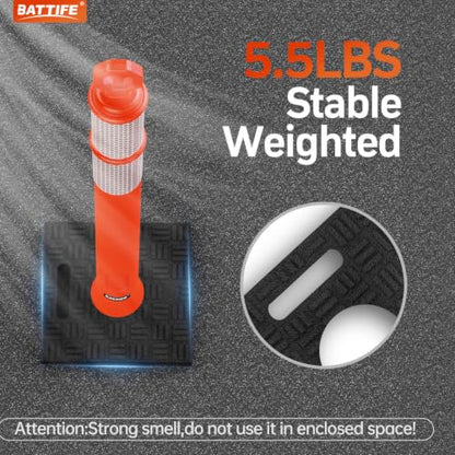 BATTIFE 8 Pack 36 Inch Traffic Delineator Posts with Base, Orange - size: 36 Inch
