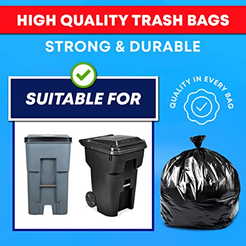 Tasker 65 Gallon Trash Bags Heavy Duty, Garbage Bags for Rollaway Cans