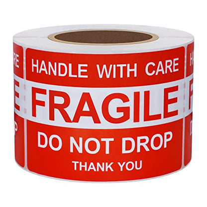 Hybsk Do Not Drop Thank You Fragile Stickers Adhesive Label 300 Per Roll (2x3 inch) - size: 2x3 inch