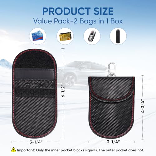 TICONN 2PK Faraday Bag for Car Key Fob, Anti-Theft NFC RFID Blocking Pouch - color: Black, size: Small