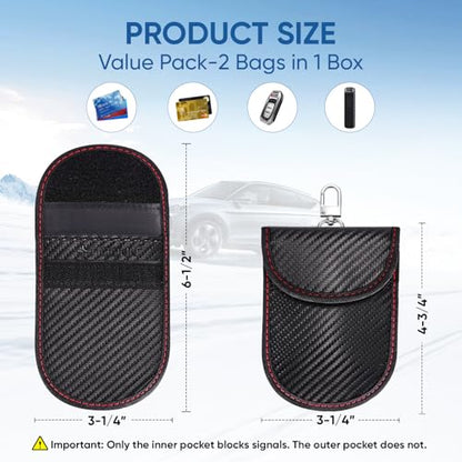 TICONN 2PK Faraday Bag for Car Key Fob, Anti-Theft NFC RFID Blocking Pouch - color: Black, size: Small