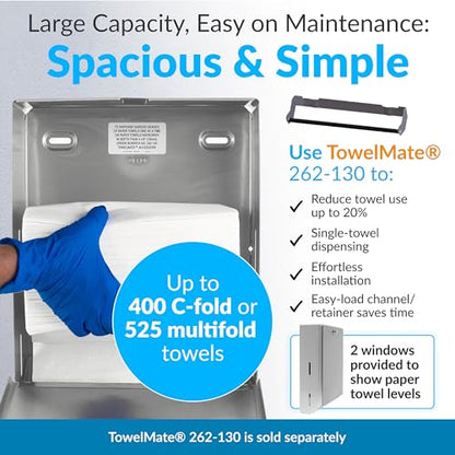 Bobrick B-2620 Surface Mounted Paper Towel Dispenser - Stainless Steel Commercial Bathroom Towel Dispenser with Knob-Latch 400 C-Fold or 525 Multifold Capacity - size: 14", style: Knob-Latch