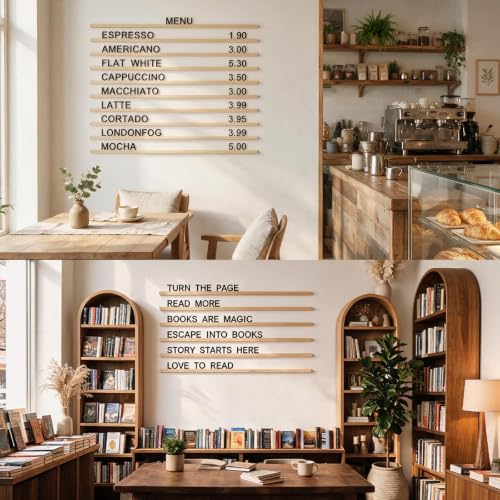 Wooden Tone Wall Menu Letter Board 10 Rails ＆ 605 Changeable Letters